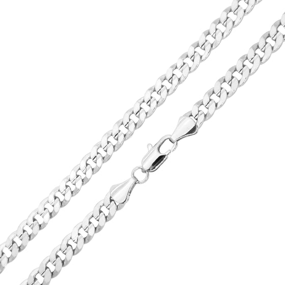 6MM Silver Concaved Cuban Chain Necklace 20"24"30"