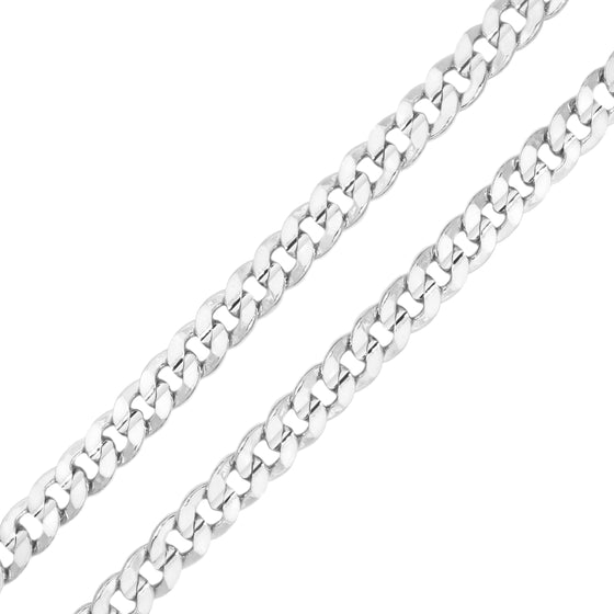 8MM Silver Concaved Cuban Chain Necklace 20"24"30"36"