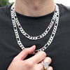 8MM Silver Concave Figaro Chain Necklace 20"24"