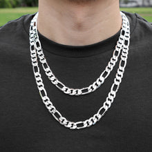  8MM Silver Concave Figaro Chain Necklace 20"24"