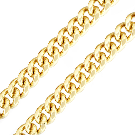 10MM 14K Gold Iced Curb Chain 24"30"