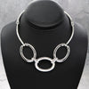 Women's Oval Link Metal Statement Choker in Silver Plated 16"