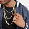 Men's CZ Cluster Hip-Hop Ring in Rhodium Plated Size10-11