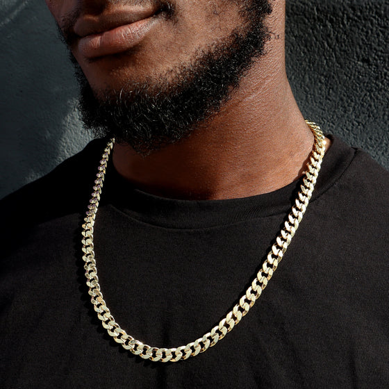 8MM Gold Concaved Cuban Chain Necklace 20"24"30"36"